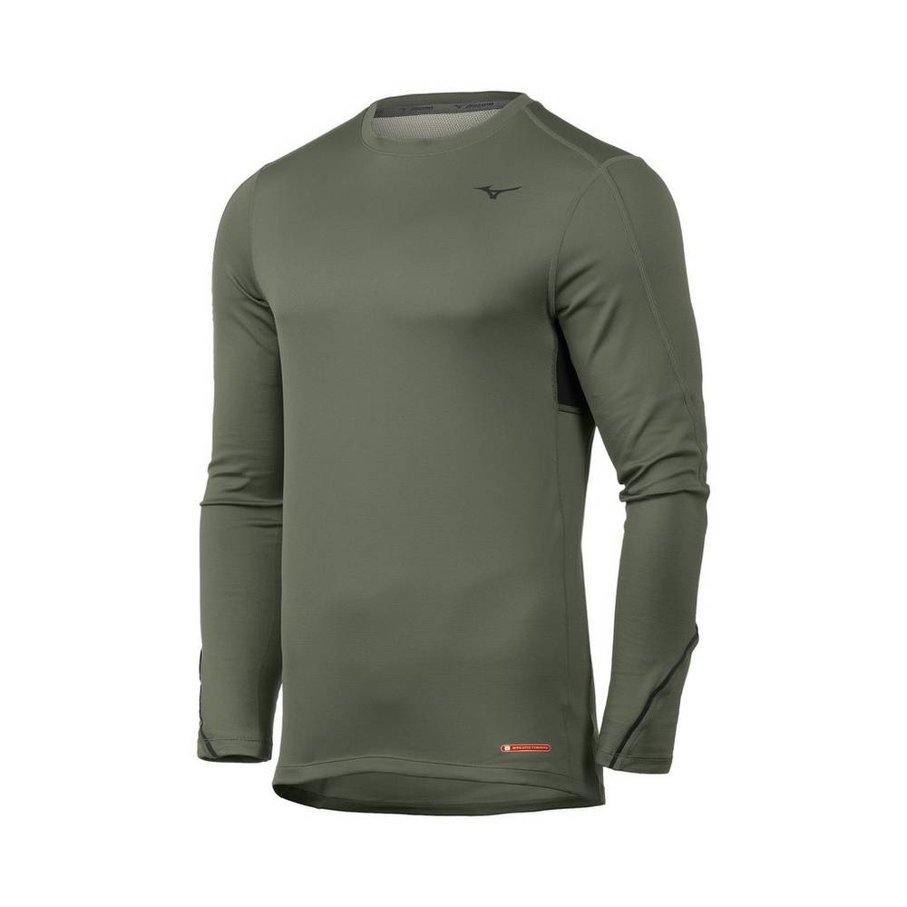 Base Layer Mizuno Breath Thermo® Long Sleeve Hombre Verde Baratas HOBS-02675